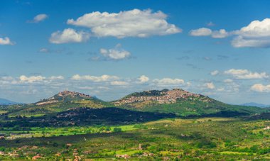 Panoramik Montecelio ve Sant'Angelo Romano Tivoli, üzerinden iki antik Roma kırsal kasabalarda