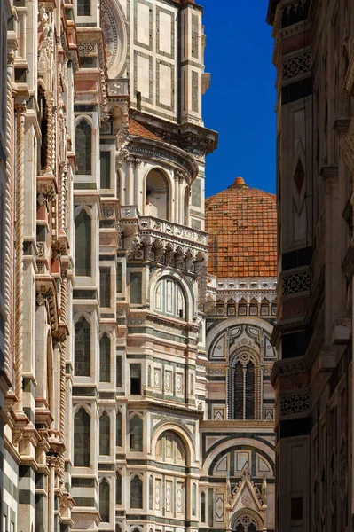 Gothic and Renaissance architecture in Florence, partial view of Santa Maria del Fiore (St Mary of the Flower) tholobate, chapel and bell tower (14-15th century)