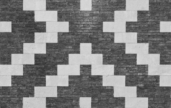 Grey Brick White Stone Composite Wall Background Black White — Stock Photo, Image