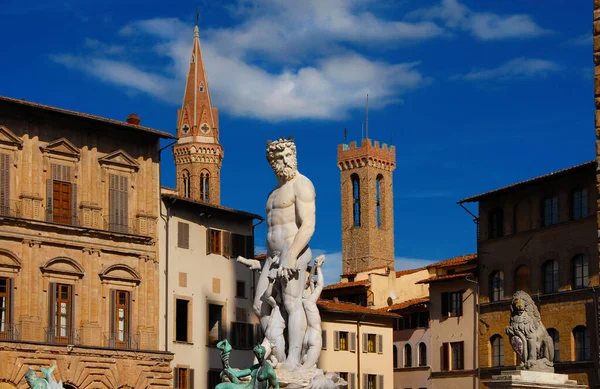 Piazza Della Signoria Площадь Лордов Флоренции Фонтаном Нептуна Xvi Века — стоковое фото