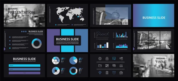 Deze sjabloon is het beste als een bedrijfspresentatie, gebruikt in marketing en reclame, flyer, banner en het jaarverslag. Elementen op een donker grijze achtergrond — Stockvector