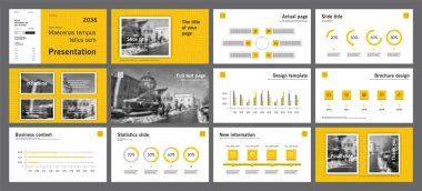 Bu şablon en iyisi olarak pazarlama ve reklam, broşür ve afiş, faaliyet raporu içinde kullanılan bir iş sunumu. Öğeleri bir koyu gri arka plan üzerinde