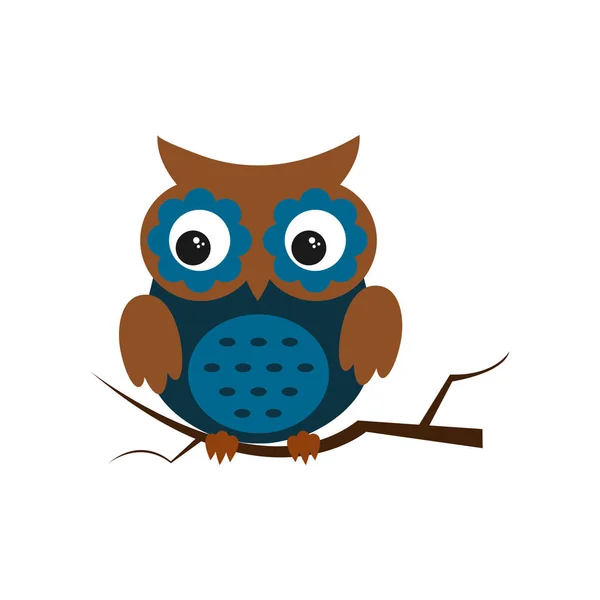 Κουκουβάγια νύχτα πουλί με μεγάλα μάτια. Πολύχρωμη εικονογράφηση — Διανυσματικό Αρχείο