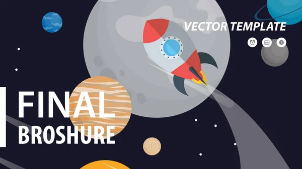 Brochura cobrir estudo do espaço e do sistema solar — Vetor de Stock