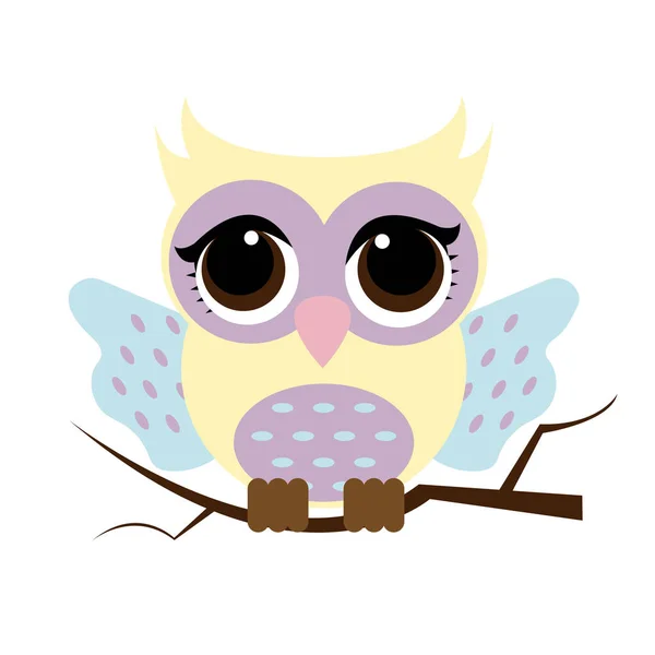 Owl night fågel med stora ögon. Färgglada illustration — Stock vektor