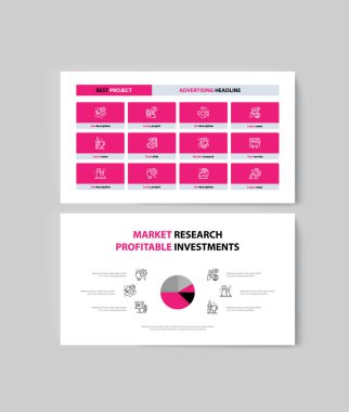 Pazardaki promosyon mal ve hizmetlerinin pazarlanması için broşür bilgi grafikleri seti