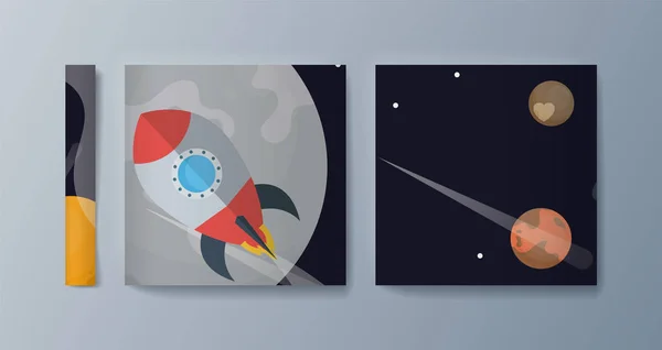 Série de brochures pour l'exploration spatiale et la recherche gravitationnelle — Image vectorielle