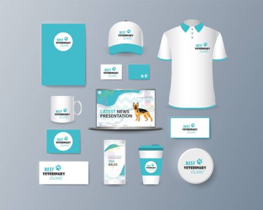 Piyasada pazarlama promosyon mal ve hizmetleri için bir koleksiyon şık şık öğelerin sunumu