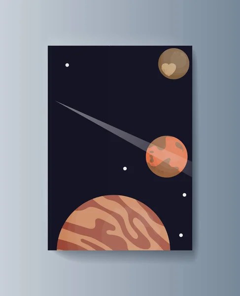 Folleto de presentación de negocios exploración espacial y la trayectoria de los planetas — Vector de stock