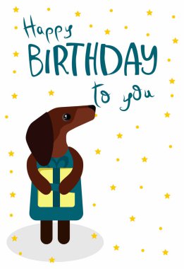 Renkli tebrik kartı. Doğum günü hediyesi. Tatil için tebrikler