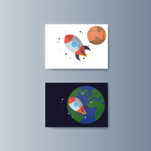 Série de brochures pour l'exploration spatiale et la recherche gravitationnelle — Image vectorielle