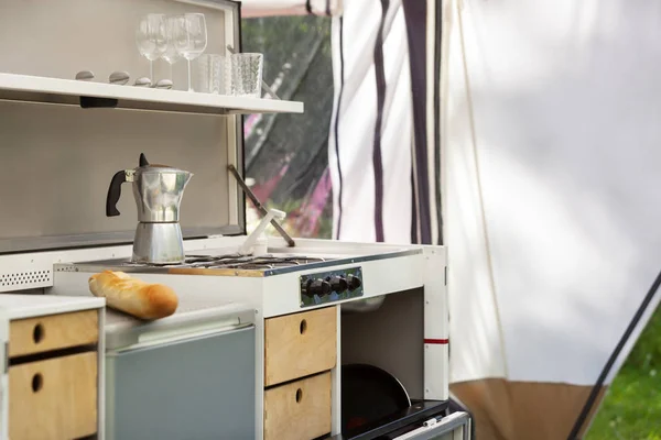 Camping or glamping with a kitchen in a tent