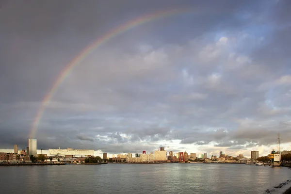 Rotterdam Netherlands September 2018 Rotterdam Skyline Rainbow — Stock fotografie