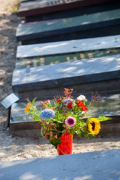Lápidas Con Flores Cementerio Rotterdam Los Países Bajos — Foto de Stock