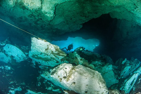 Potápění Cenote Jardin Del Eden Mexiku — Stock fotografie