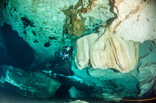 Scuba diving at the Cenote Nicte Ha in Mexico