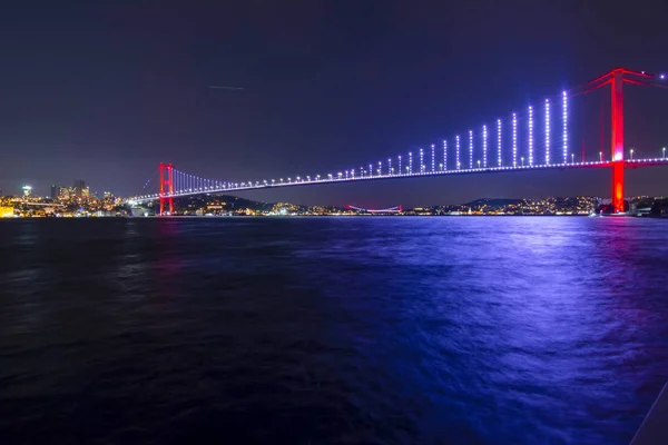 Istanbul Bosphorus Bridge at night. 15th July Martyrs Bridge. Istanbul / Turkey.