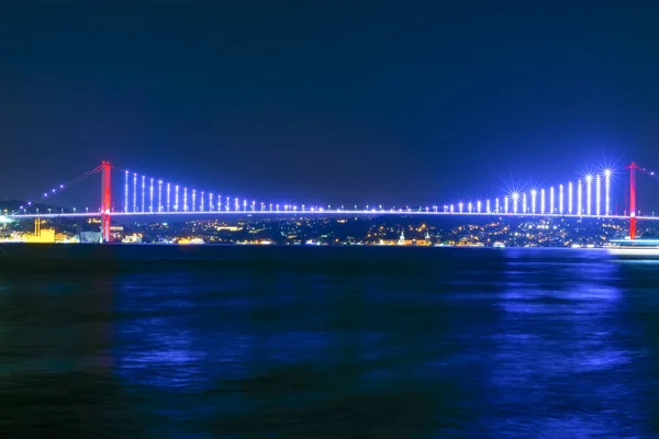 Boaz Kprs Стамбульский Мост Босфор Ночью Июля Мост Мучеников Стамбул — стоковое фото