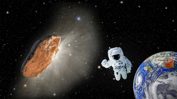 Oumuamua ややアクティブな彗星最初星間オブジェクトで検出された太陽系を通過します Nasa から提供されたこのイメージ要素 — ストック写真