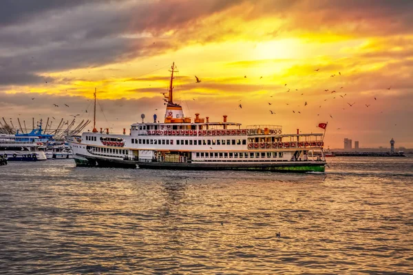 Vacker Utsikt Över Turistiska Landmärken Från Sjöresa Bosporen Turkisk Ångbåt — Stockfoto