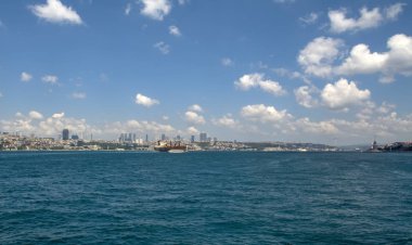 Istanbul/Türkiye-Ağustos 03,2018: Galata Eminn kark Galata Kulesi, Galata Köprüsü, Karaköy bölge ve Haliç, istanbul Türkiye
