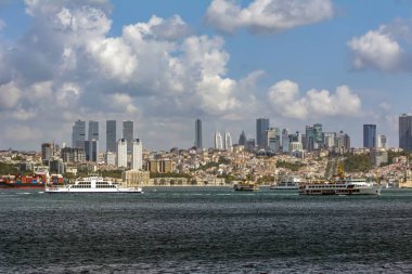 Istanbul/Türkiye-Ağustos 03,2018: Galata Eminn kark Galata Kulesi, Galata Köprüsü, Karaköy bölge ve Haliç, istanbul Türkiye