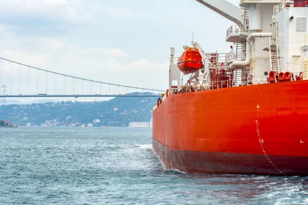 View of modern safety lifeboat carried by a cruise ship for use in emergency evacuation