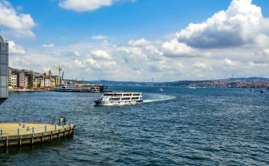 Istanbul/Türkiye-Ağustos 03,2018: Galata Eminn kark Galata Kulesi, Galata Köprüsü, Karaköy bölge ve Haliç, istanbul Türkiye