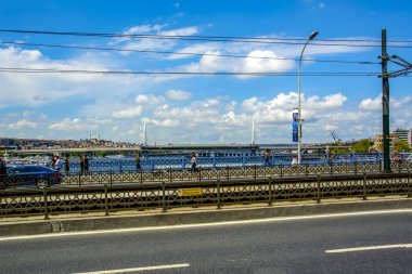 Istanbul/Türkiye-Ağustos 03,2018: Galata Eminn kark Galata Kulesi, Galata Köprüsü, Karaköy bölge ve Haliç, istanbul Türkiye