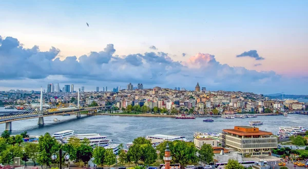 Torre Galata Puente Galata Karakoy Cuerno Oro Istanbul Turquía — Foto de Stock