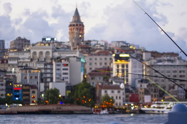 Istanbul Turcja Sierpień 2018 Wieża Galata Most Galata Dzielnicy Karakoy — Zdjęcie stockowe