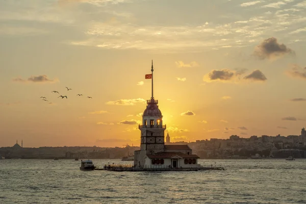 Maiden Torony Vagy Kiz Kulesi Található Boszporusz Isztambul — Stock Fotó