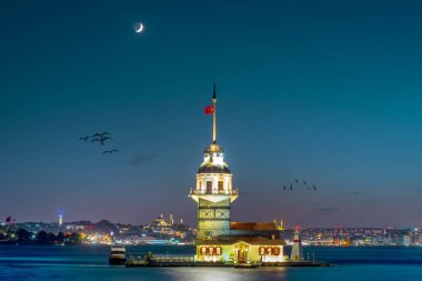 İstanbul, Türkiye 'deki Bakire Kulesi (KIZ KULESI - USKUDAR)