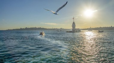 İstanbul, Türkiye 'deki Bakire Kulesi (KIZ KULESI - USKUDAR)
