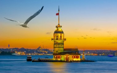 İstanbul, Türkiye 'deki Bakire Kulesi (KIZ KULESI - USKUDAR)