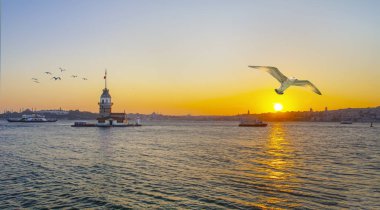 İstanbul, Türkiye 'deki Bakire Kulesi (KIZ KULESI - USKUDAR)