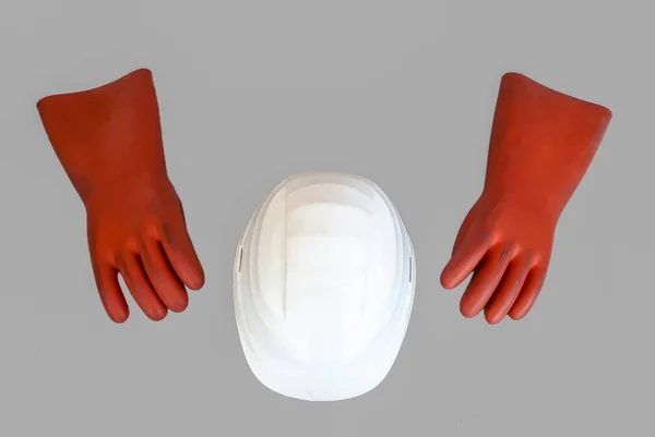 Harte Mütze Schutzbrille Und Handschuhe Werkzeugkasten Sicherheitsausrüstung Aus Nächster Nähe — Stockfoto
