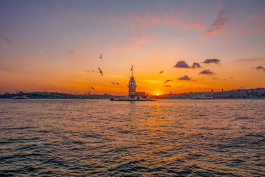 İstanbul, Türkiye 'deki Bakire Kulesi (KIZ KULESI - USKUDAR)