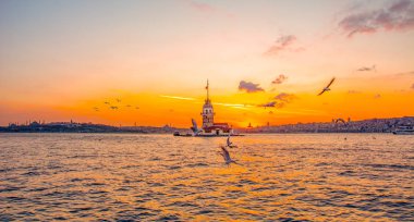 İstanbul, Türkiye 'deki Bakire Kulesi (KIZ KULESI - USKUDAR)