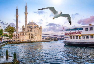 Ortakoy mosque and Bosphorus bridge, Istanbul, Turkey clipart