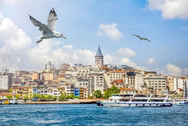 Goldenes Horn Gegen Galataturm Istanbul Türkei — Stockfoto