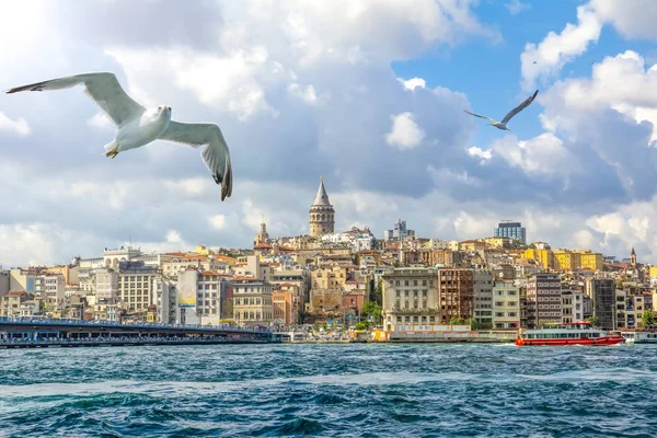 Золотой Рог Против Галатской Башни Стамбул Турция — стоковое фото