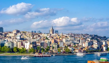 İstanbul/Türkiye- 14 Haziran 2019 : Galata Kulesi, Galata Köprüsü, Karaköy ilçesi ve Haliç, Istanbul Turkey