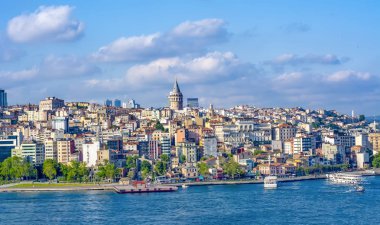 İstanbul/Türkiye- 14 Haziran 2019 : Galata Kulesi, Galata Köprüsü, Karaköy ilçesi ve Haliç, Istanbul Turkey