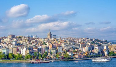 İstanbul/Türkiye- 14 Haziran 2019 : Galata Kulesi, Galata Köprüsü, Karaköy ilçesi ve Haliç, Istanbul Turkey