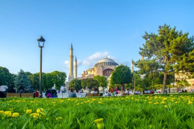 İstanbul Türkiye 14 Haziran 2019: Güneşli Gün Mimarisi ve Ayasofya Müzesi, Eminönü, İstanbul, Türkiye 