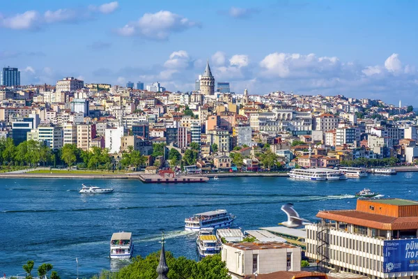 Istanbul Turkey June 2019 Galata Tower Galata Bridge Karakoy District — Stock Photo, Image