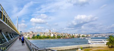 İstanbul/Türkiye- 14 Haziran 2019 : Galata Kulesi, Galata Köprüsü, Karaköy ilçesi ve Haliç, Istanbul Turkey