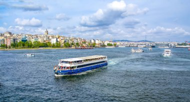 İstanbul/Türkiye- 14 Haziran 2019 : Galata Kulesi, Galata Köprüsü, Karaköy ilçesi ve Haliç, Istanbul Turkey