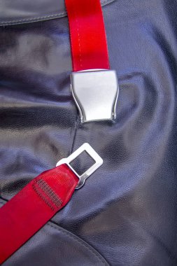 Uçaktaki bir emniyet kemeri Close-Up. 